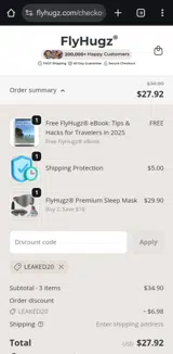 LEAKED20 coupon verification screenshot