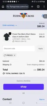 Flying Cross coupon verification screenshot