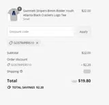 GoStripers10 coupon verification screenshot