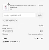 WELCOME10! coupon verification screenshot
