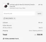 welcome10 coupon verification screenshot