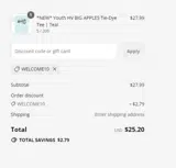 welcome10 coupon verification screenshot