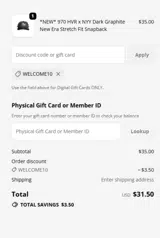 welcome10 coupon verification screenshot