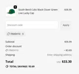 FINISH10 coupon verification screenshot