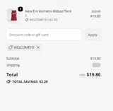 WELCOME10! coupon verification screenshot