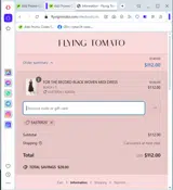 FLYING TOMATO US coupon verification screenshot