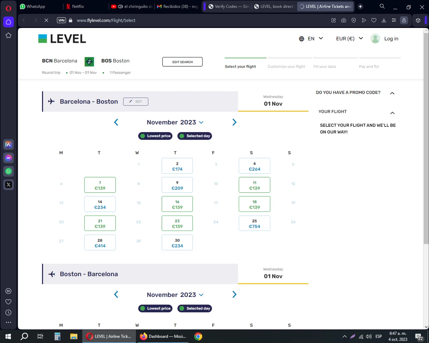 Fly LEVEL checkout page showing Fly LEVEL promo code box | Screenshot taken by SimplyCodes community member on Oct 4, 2023