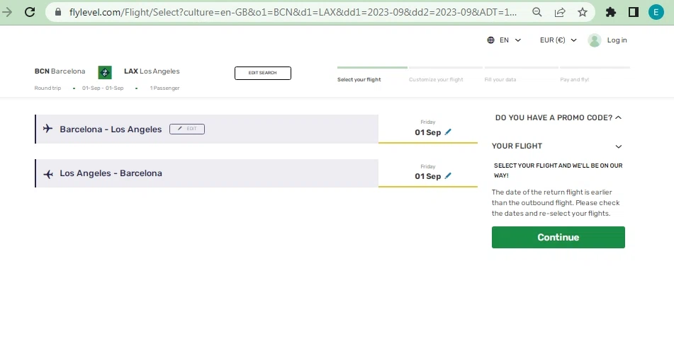Fly LEVEL checkout page showing Fly LEVEL promo code box | Screenshot taken by SimplyCodes community member on Jul 31, 2023