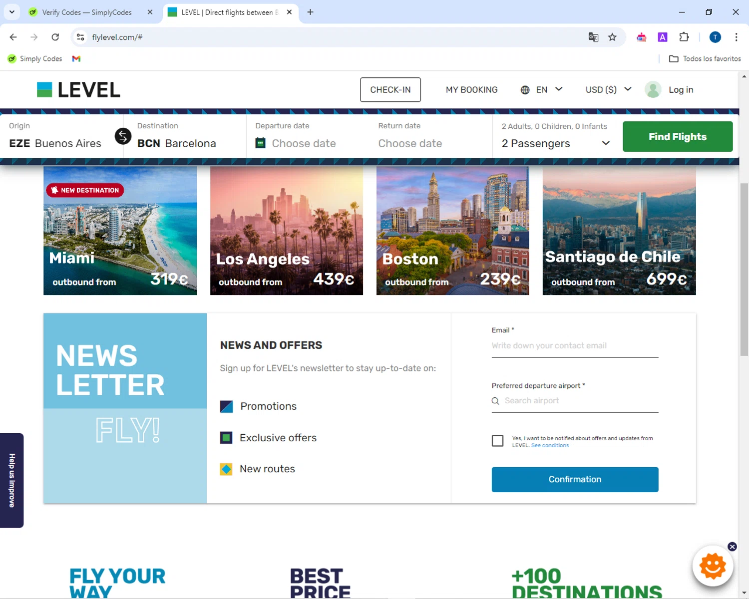 Fly LEVEL checkout page showing Fly LEVEL promo code box | Screenshot taken by SimplyCodes community member on Sep 6, 2024