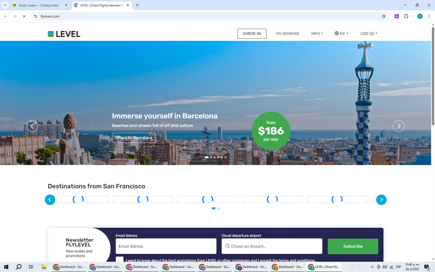 Fly LEVEL promo code screenshot showing code 24PNYFUS applied at Fly LEVEL checkout page. Uploaded by SimplyCodes community member CleverPilot5845 on Mar 26, 2025