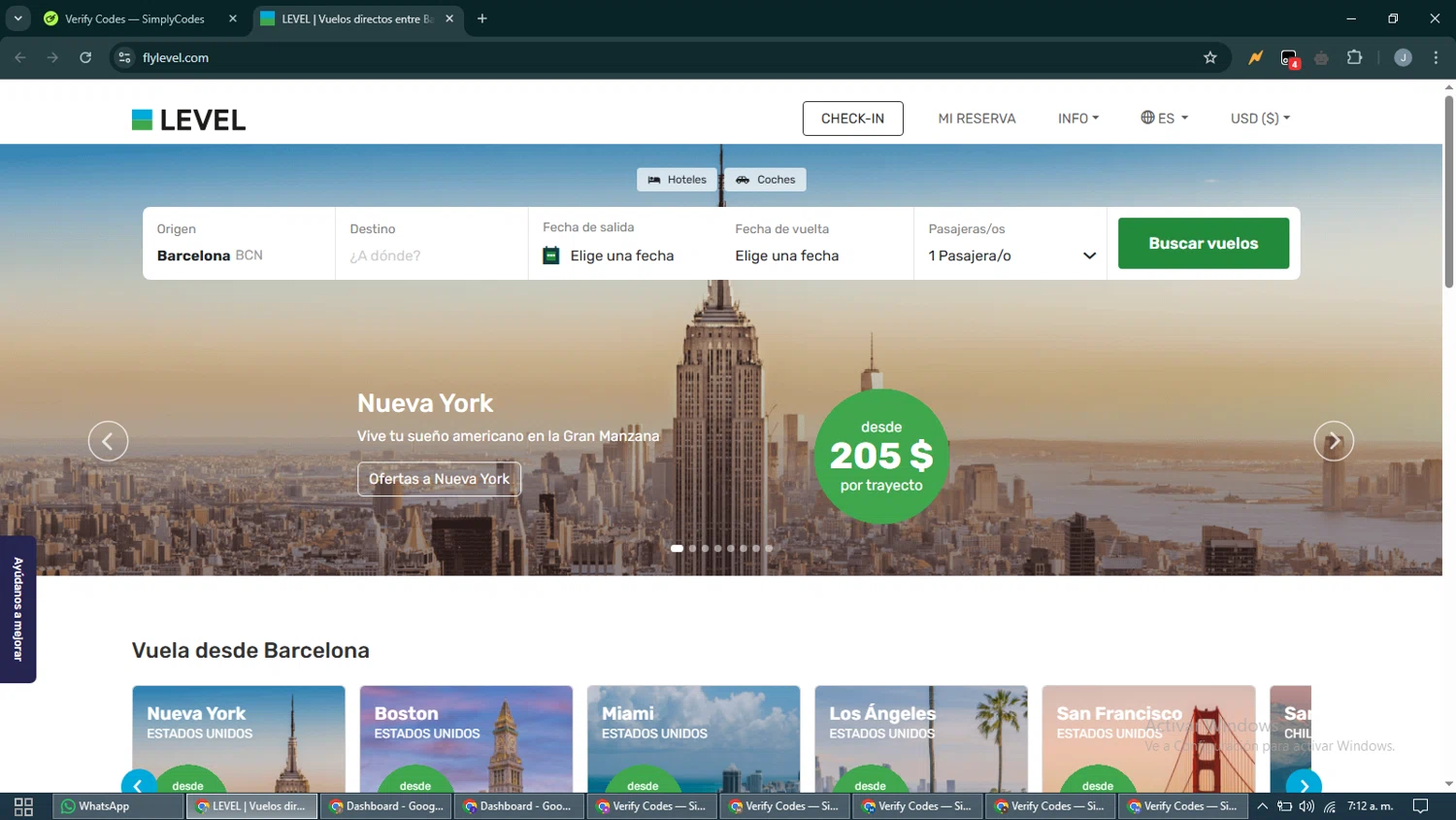 Fly LEVEL promo code screenshot showing code LV7X7 applied at Fly LEVEL checkout page. Uploaded by SimplyCodes community member CashShopper1214 on Mar 25, 2025