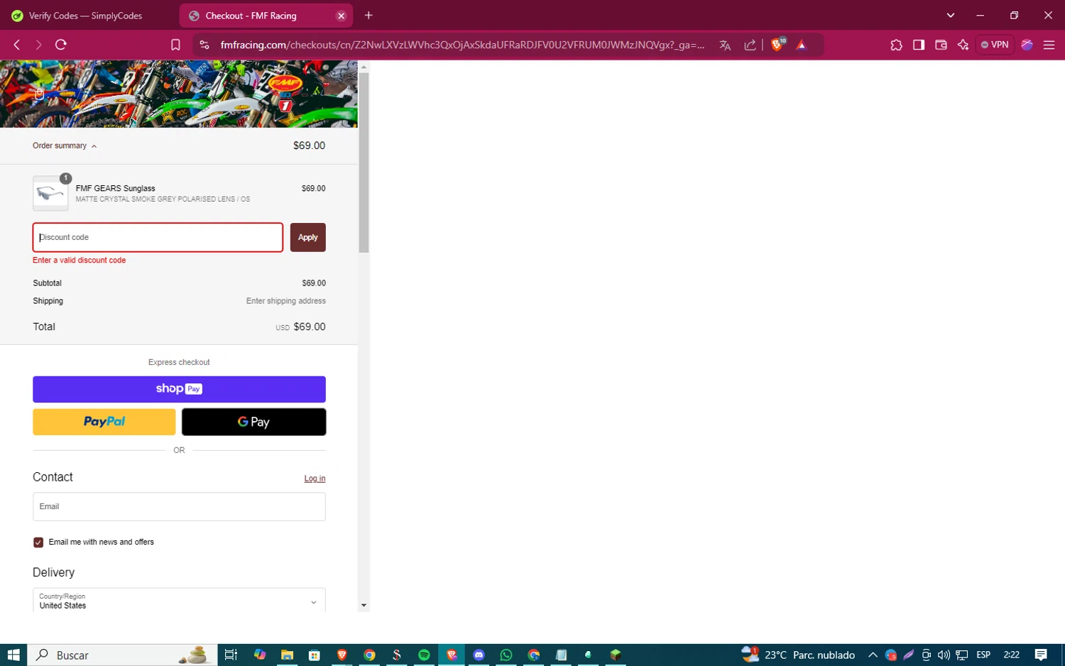 FMF discount code screenshot showing code fmfsupport30-24 applied at FMF checkout page. Uploaded by SimplyCodes community member ShinazugawaSanemi on Jan 7, 2025