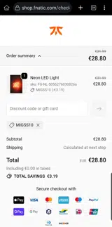MIGSS10 coupon verification screenshot