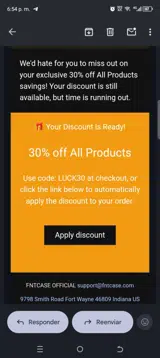 LUCK30 coupon verification screenshot