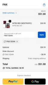 FNX15DAN coupon verification screenshot
