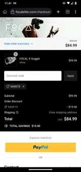 SAVE15 coupon verification screenshot