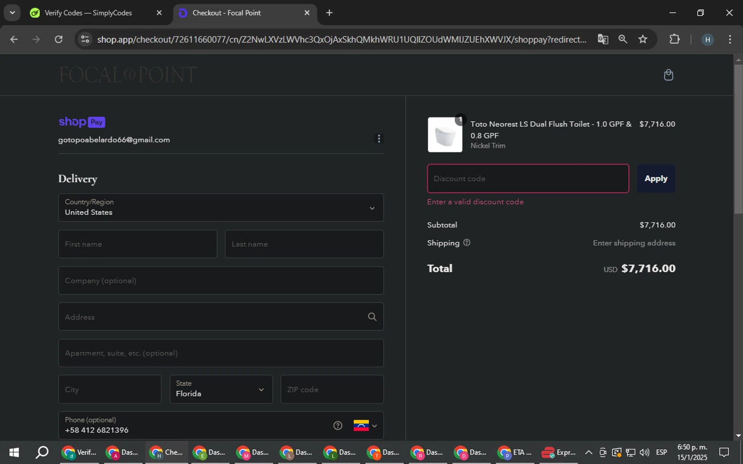 Focal Point discount code screenshot showing code 2023GET10 applied at Focal Point checkout page. Uploaded by SimplyCodes community member YAMAHA on Jan 15, 2025