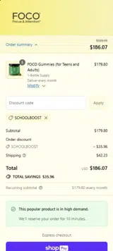 SCHOOLBOOST coupon verification screenshot