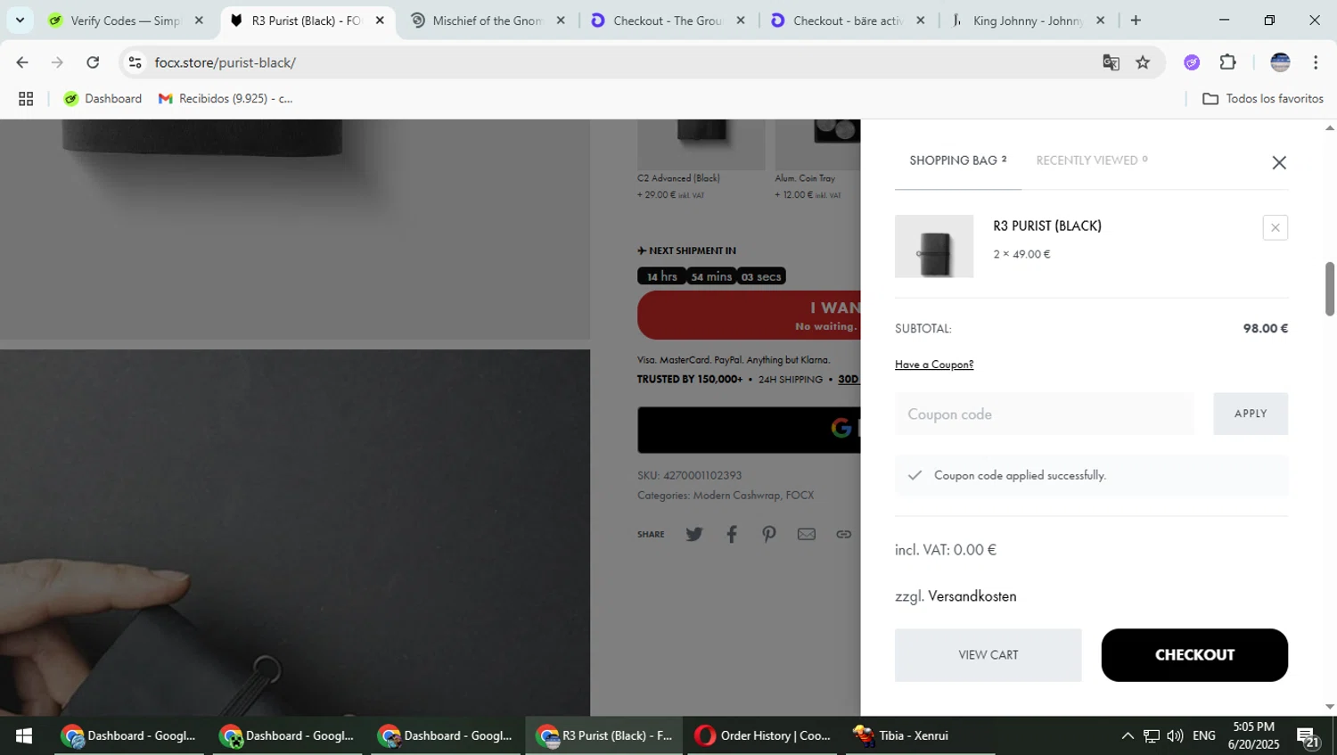 FOCX Wallet promo code screenshot showing code FOCX30 applied at FOCX Wallet checkout page. Uploaded by SimplyCodes community member TrevorPhilips on Jun 20, 2025