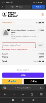 WINTER15 coupon verification screenshot