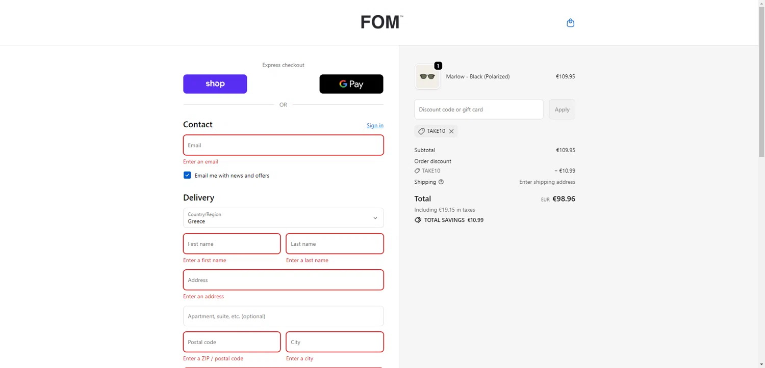 Freedom Of Movement discount code screenshot showing code TAKE10 applied at Freedom Of Movement checkout page. Uploaded by SimplyCodes community member DiscountWarden480 on Oct 5, 2025