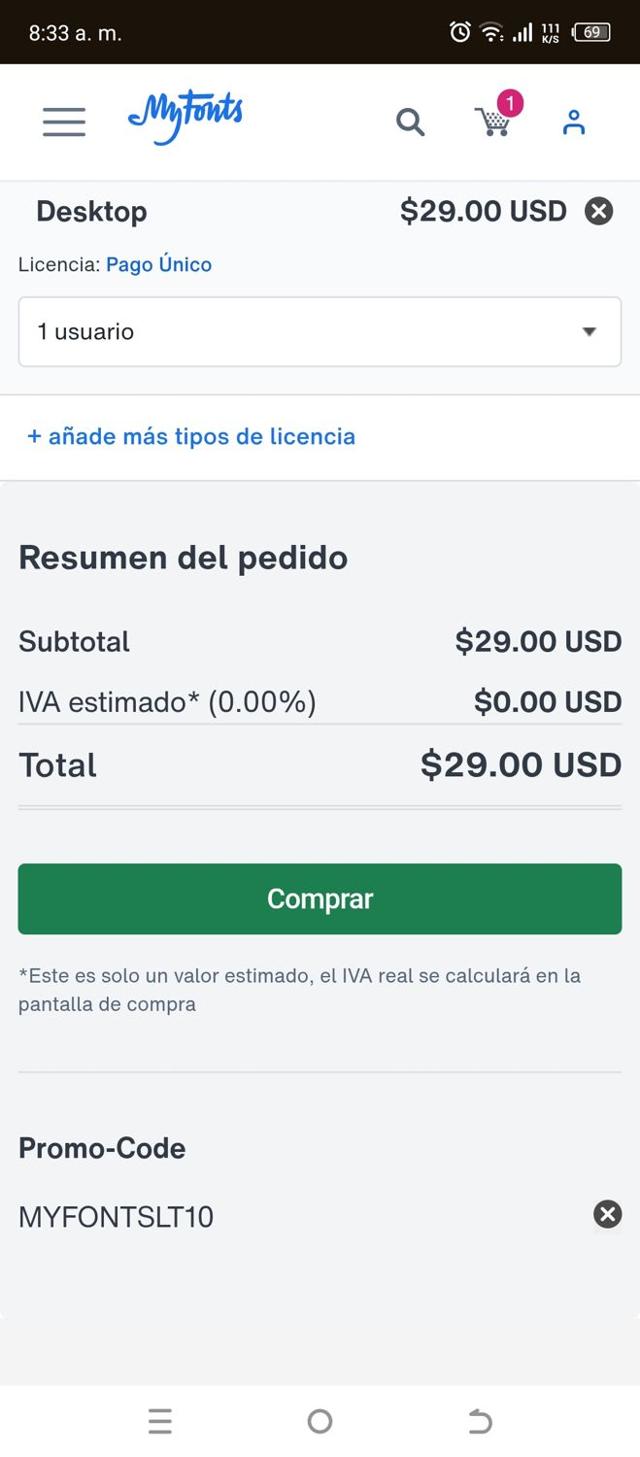 Fonts.com checkout page showing Fonts.com promo code box | Screenshot taken by SimplyCodes community member on Jun 2, 2025