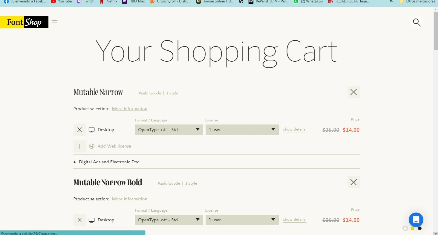 FontShop checkout page showing FontShop promo code box | Screenshot taken by SimplyCodes community member on May 27, 2023
