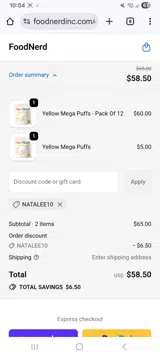 Natalee10 coupon verification screenshot