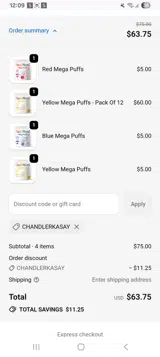 Chandlerkasay coupon verification screenshot