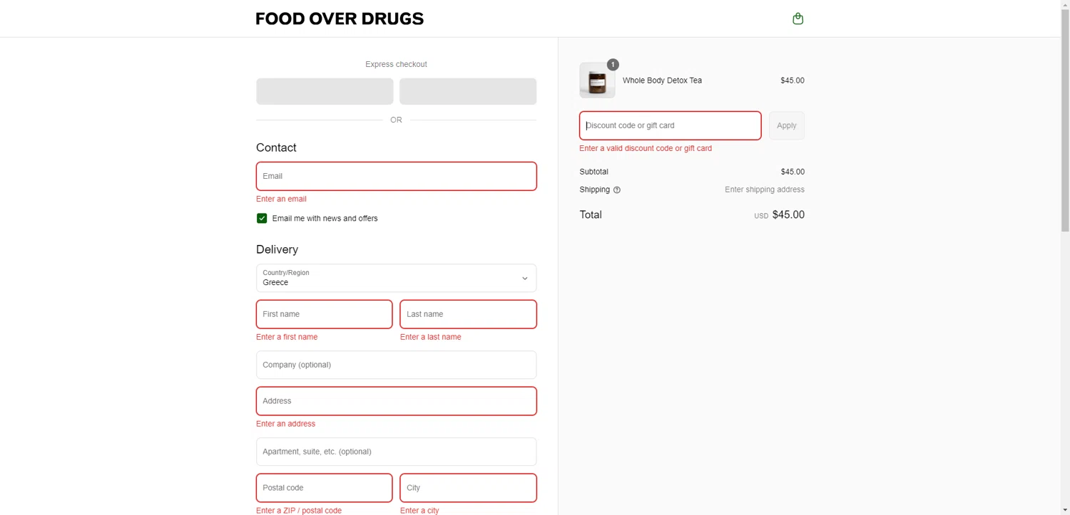 Food Over Drugs discount code screenshot showing code RUBY applied at Food Over Drugs checkout page. Uploaded by SimplyCodes community member CleverHawk1744 on Sep 3, 2025