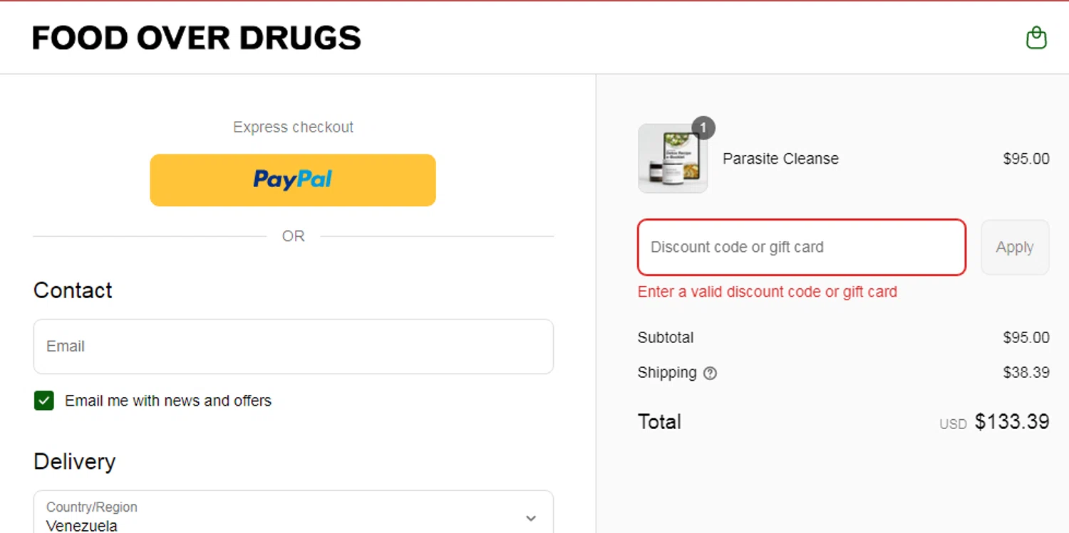 Food Over Drugs discount code screenshot showing code CHAPPYT applied at Food Over Drugs checkout page. Uploaded by SimplyCodes community member moyedosky on Sep 8, 2025