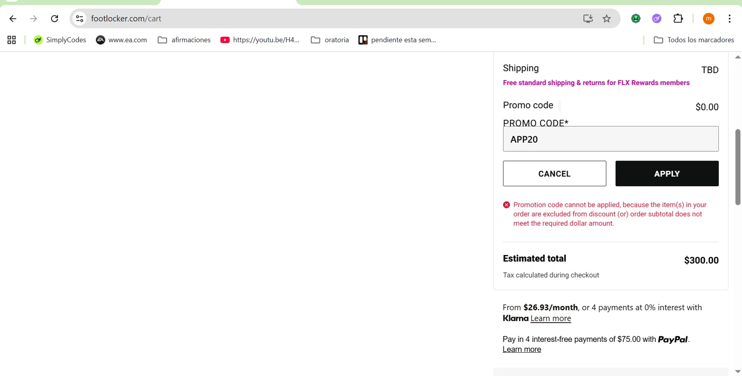 Footaction promo code screenshot showing code APP20 applied at Footaction checkout page. Uploaded by SimplyCodes community member ROIS28 on Aug 27, 2025