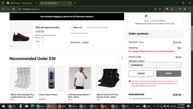 Footaction checkout page showing Footaction promo code box | Screenshot taken by SimplyCodes community member on Sep 8, 2025