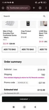 Footaction coupon verification screenshot
