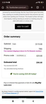 Footaction coupon verification screenshot