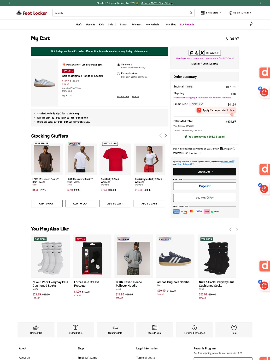 Footaction promo code screenshot showing code GIFT25 applied at Footaction checkout page. Uploaded by SimplyCodes community member Serdanvz on Dec 12, 2025