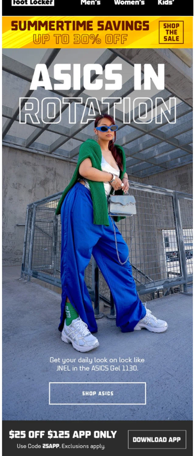 Footaction promo code screenshot showing code 25APP applied at Footaction checkout page. Uploaded by SimplyCodes community member valeriaantonieta on Jul 4, 2025