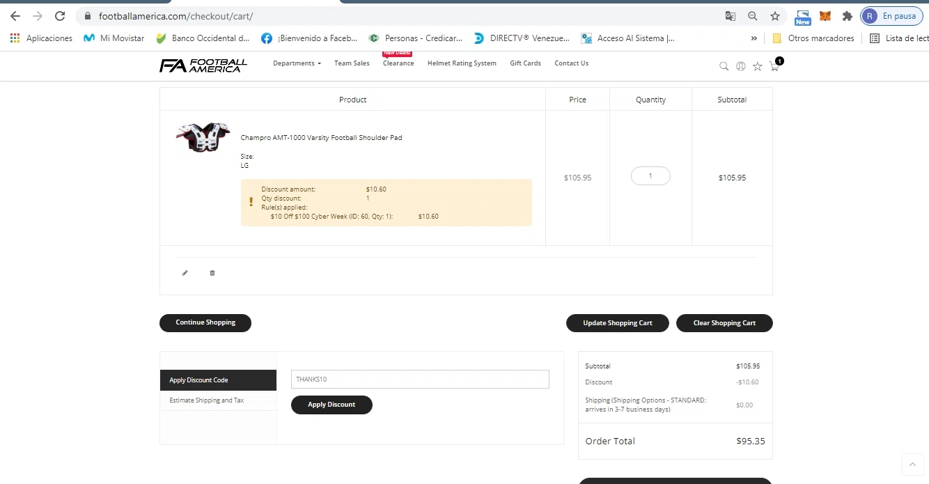 Football America checkout page showing Football America promo code box | Screenshot taken by SimplyCodes community member on Jul 30, 2021