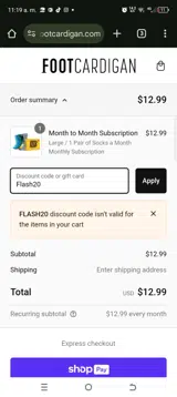 Flash20 coupon verification screenshot