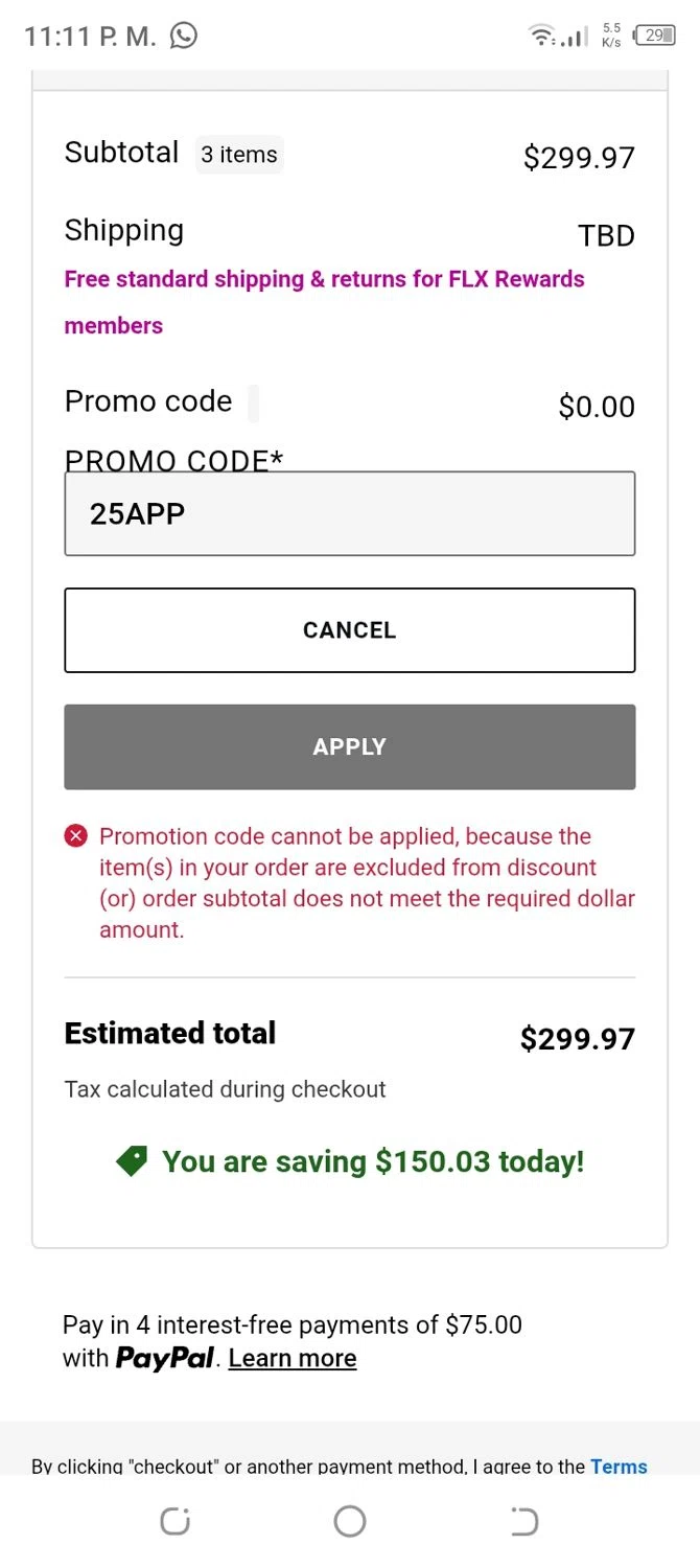 Foot Locker promo code screenshot showing code 25APP applied at Foot Locker checkout page. Uploaded by SimplyCodes community member CoinBoss7109 on Jul 16, 2025