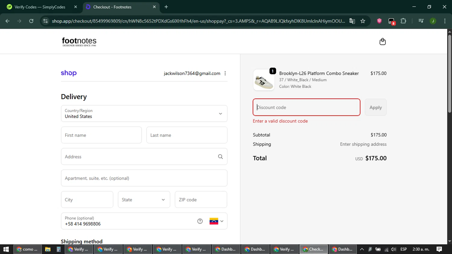 Footnotes promo code screenshot showing code SUMMER20 applied at Footnotes checkout page. Uploaded by SimplyCodes community member ShieldFinder369 on Feb 10, 2026