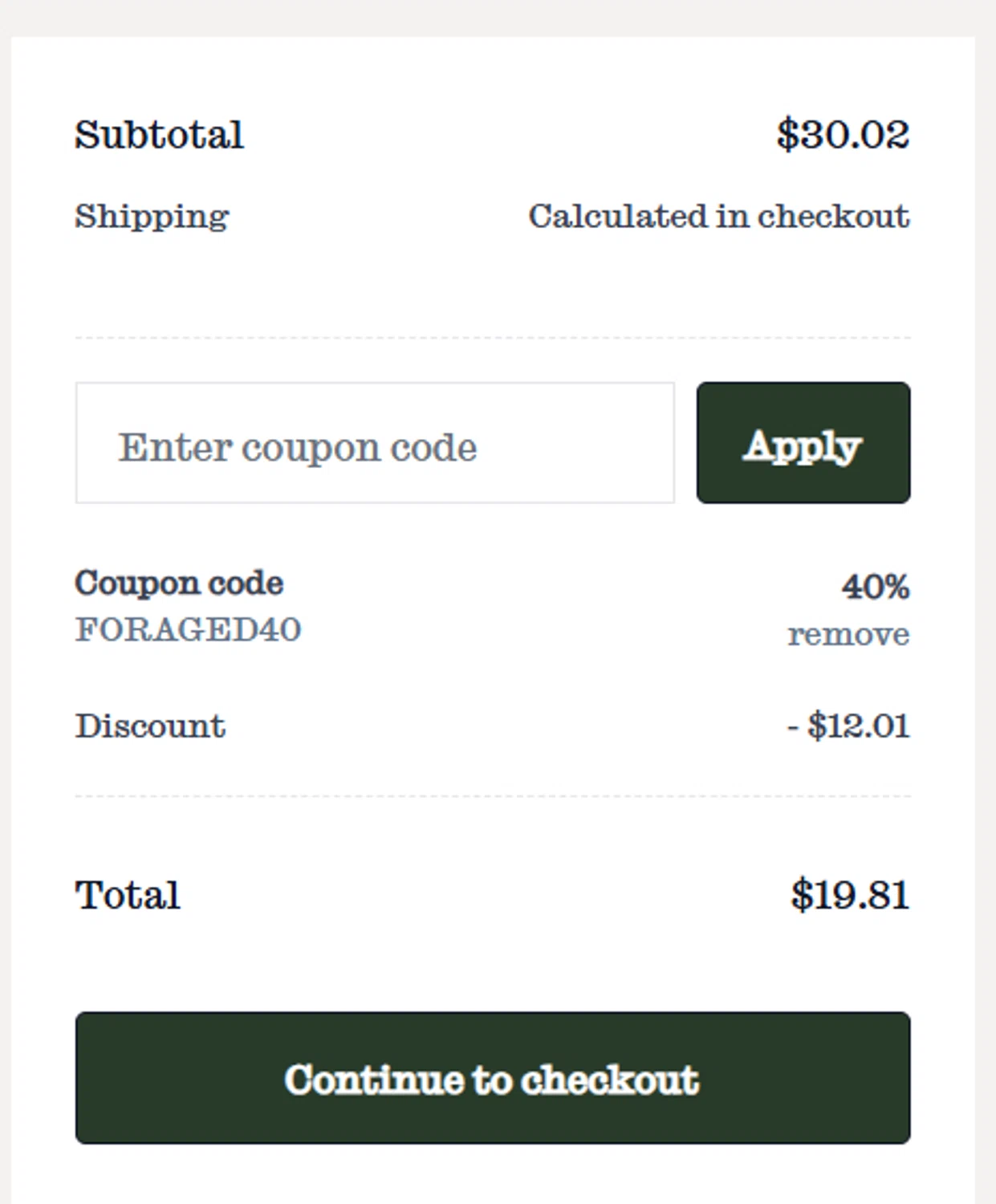 Foraged discount code screenshot showing code FORAGED40 applied at Foraged checkout page. Uploaded by SimplyCodes community member steve_jeff on Sep 4, 2025