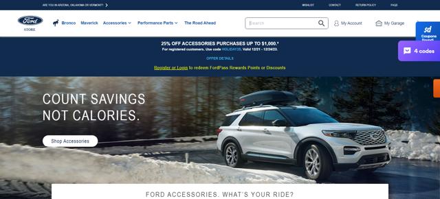 Ford Accessories checkout page showing Ford Accessories discount code box | Screenshot taken by SimplyCodes community member on Dec 21, 2023