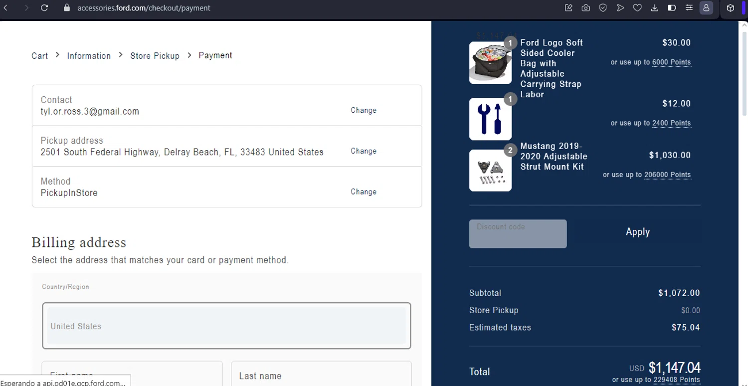 where to use Ford Accessories promo code box