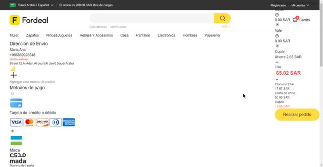 Fordeal checkout page showing Fordeal promo code box | Screenshot taken by SimplyCodes community member on Oct 5, 2023