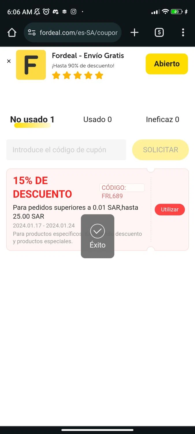 Fordeal checkout page showing Fordeal promo code box | Screenshot taken by SimplyCodes community member on Jan 17, 2024