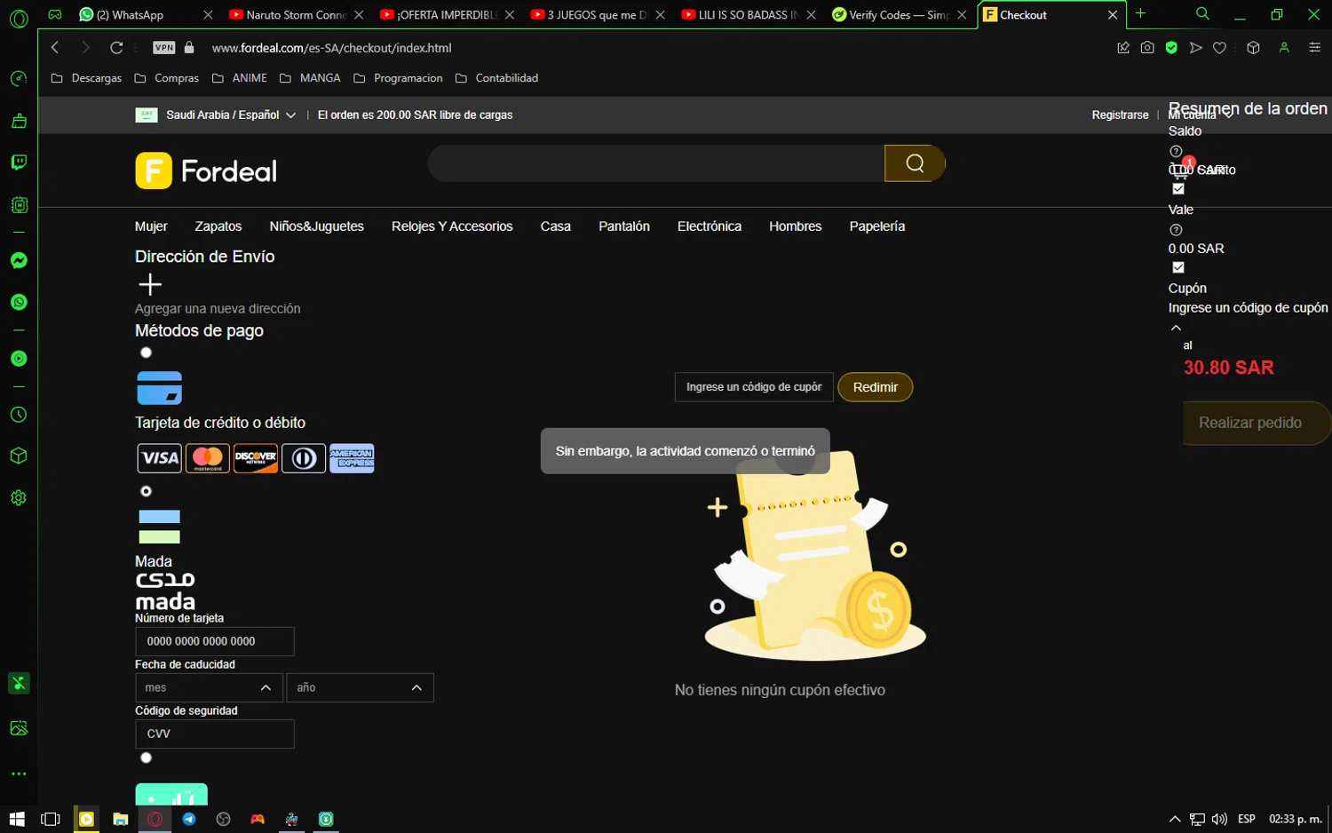 Fordeal checkout page showing Fordeal promo code box | Screenshot taken by SimplyCodes community member on Aug 4, 2024