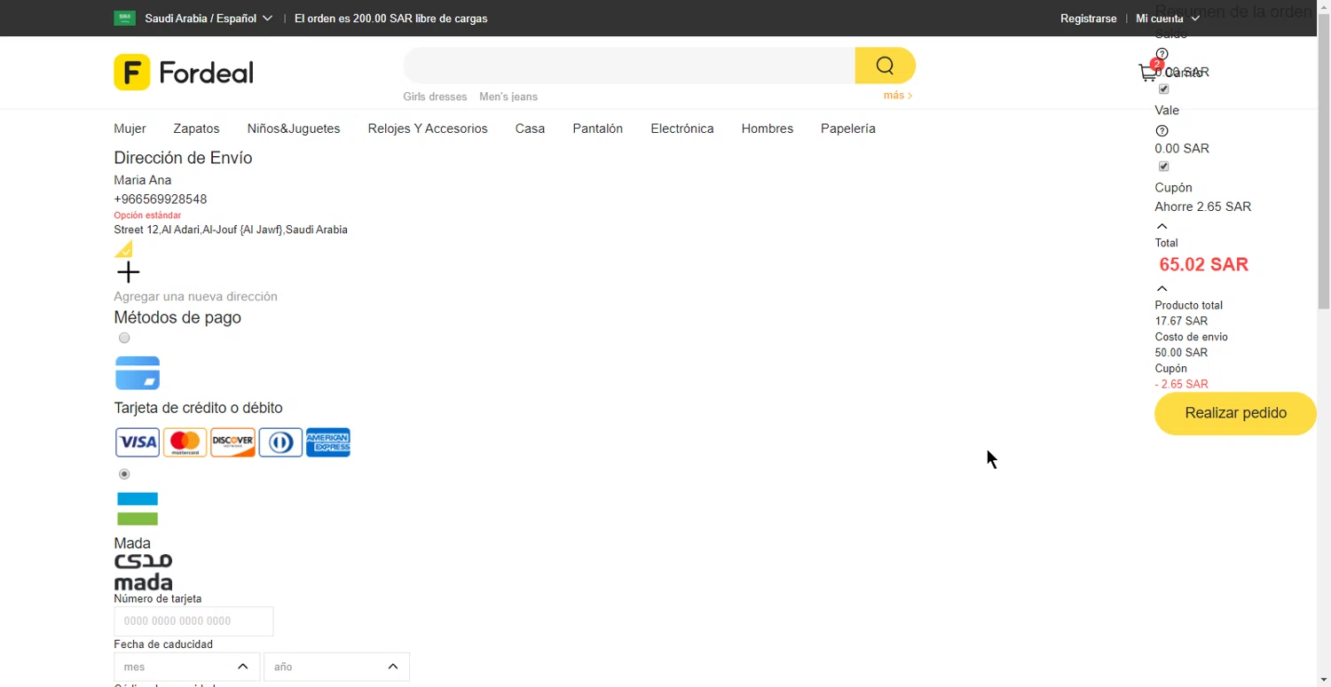 Fordeal checkout page showing Fordeal promo code box | Screenshot taken by SimplyCodes community member on Oct 5, 2023