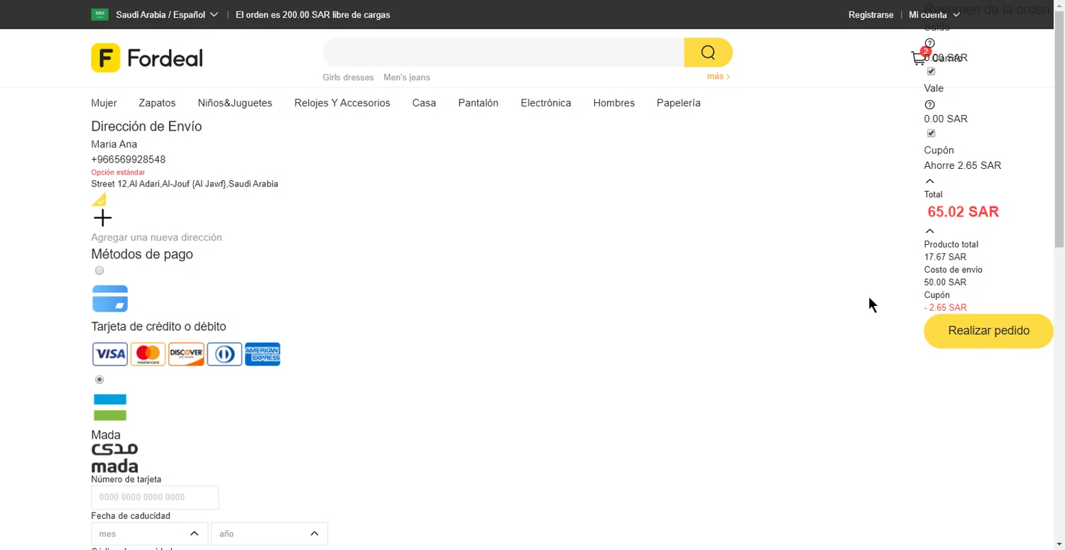 Fordeal checkout page showing Fordeal promo code box | Screenshot taken by SimplyCodes community member on Oct 5, 2023