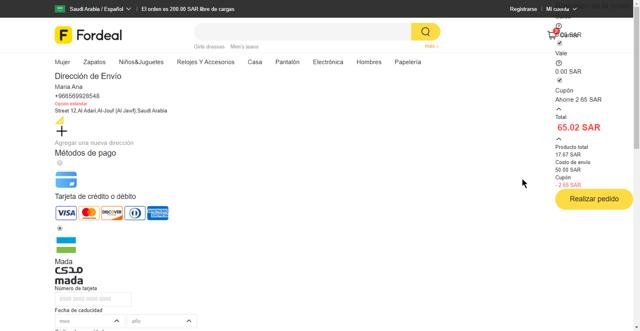 Fordeal checkout page showing Fordeal promo code box | Screenshot taken by SimplyCodes community member on Oct 5, 2023